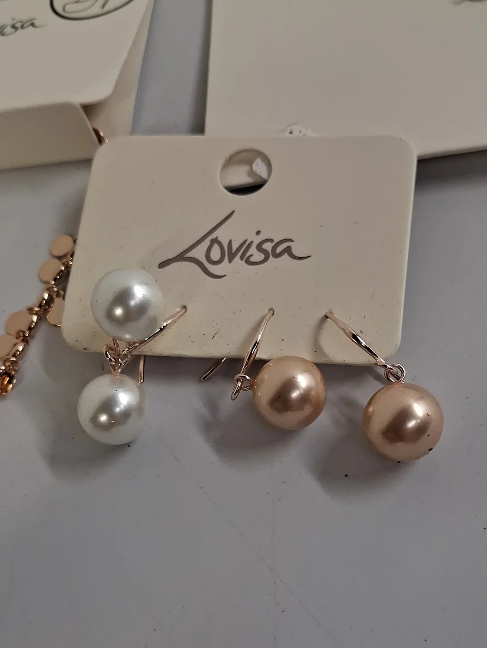 NWT Lovisa Rose Gold Necklace, Pearl Drop Earrings and Anklet Set - Rose Gold